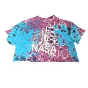 Chemistry NASA Space‎ Shuttle Tie Dye Cropped T Shirt Top XL